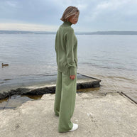 Damen Strick-Loungewear-Set mit hohem Kragen und weitem Schnitt WW