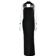 Damen Elegantes und figurbetontes Maxikleid mit transparenten Ärmeln W&W