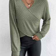WW | V-Ausschnitt-Crossover-Pullover Für Mühelosen Stil Für Frauen