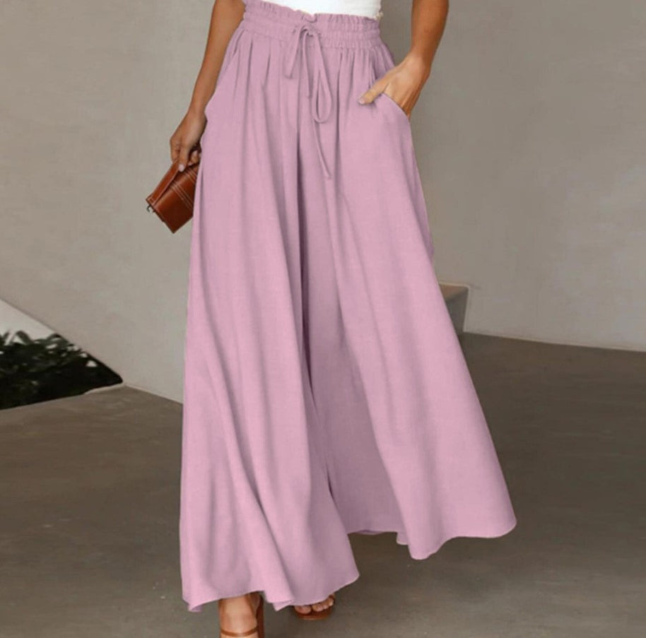 Damen weite Hose mit elastischem Bund und Taschen WW