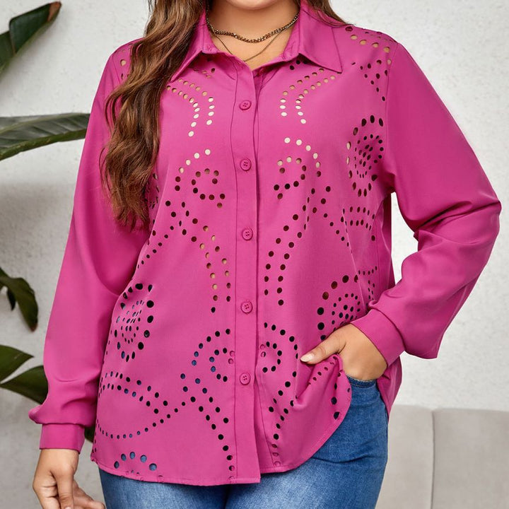 Damen Bluse mit einzigartigem Lochmuster und eleganten Details W&W Mode