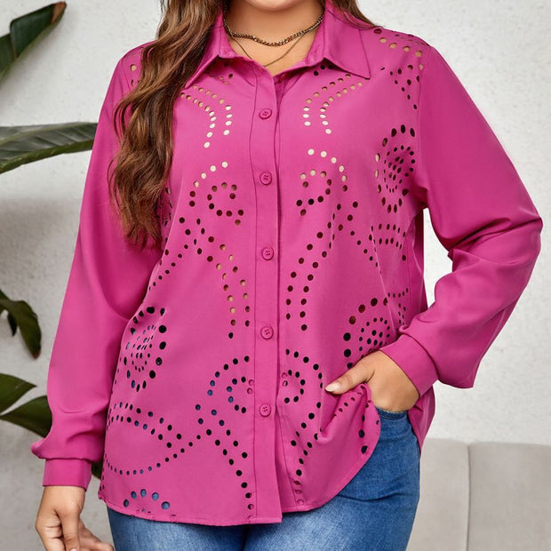 Damen Bluse mit einzigartigem Lochmuster und eleganten Details WW