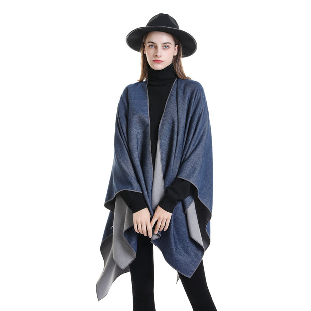 Damen Wohlfühl-Poncho aus weichem Wollmix mit elegantem Schnitt WW