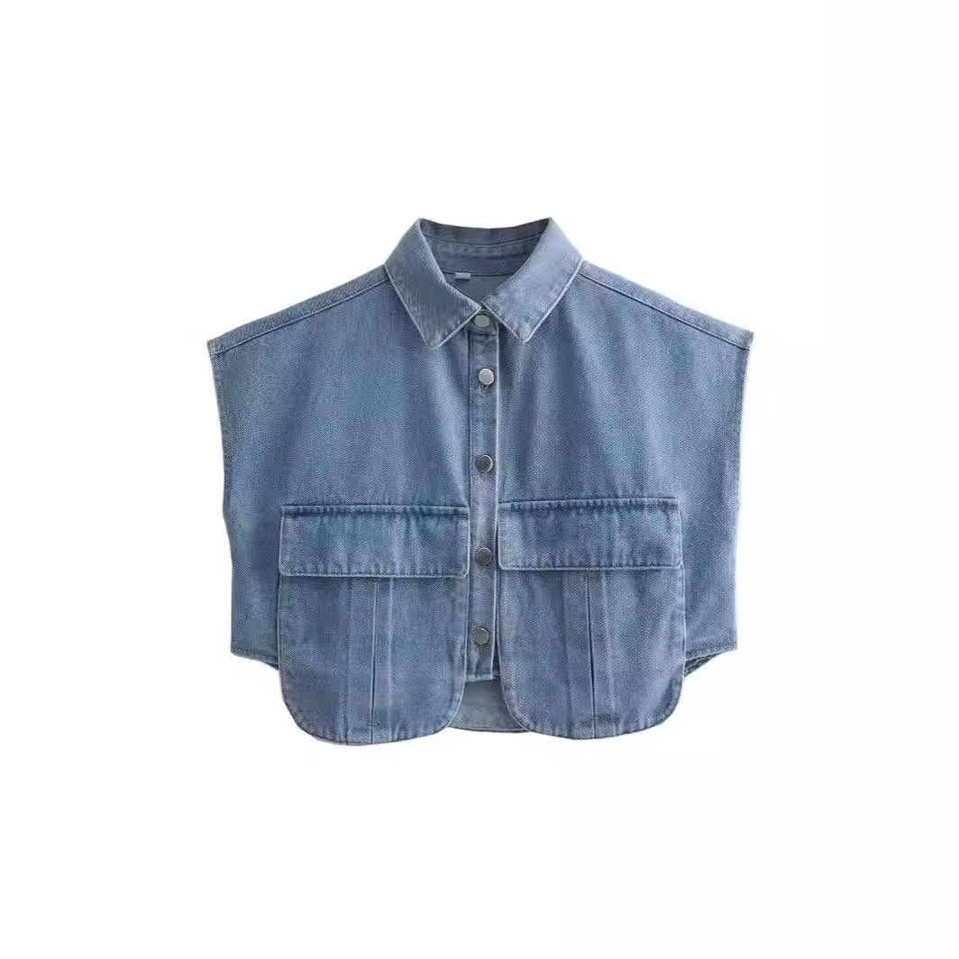 Damen ärmellose Utility-Bluse mit Taschen WW