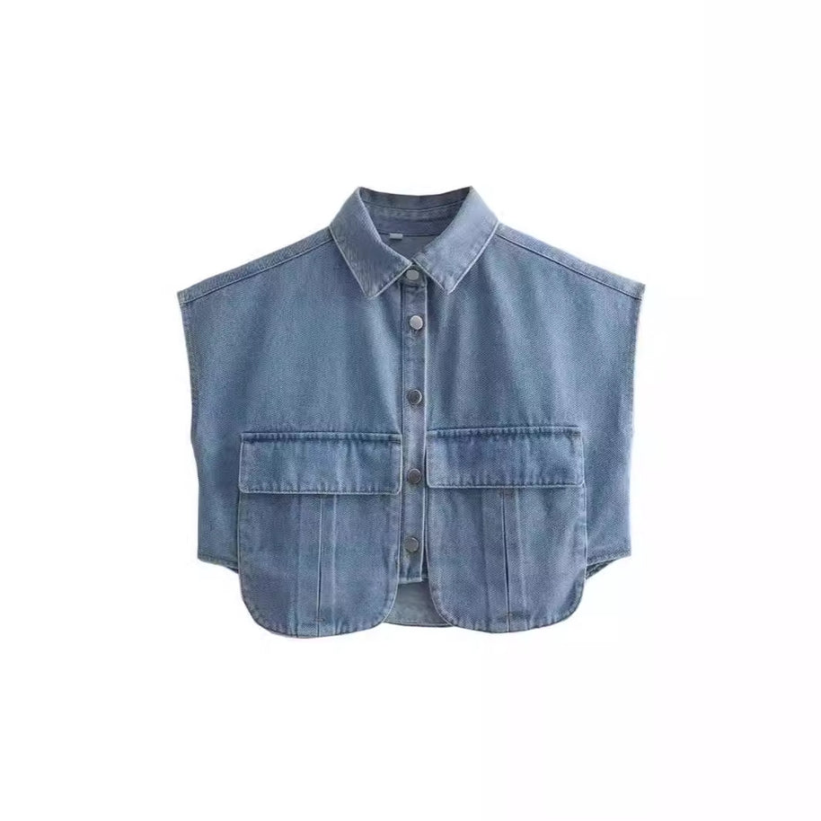 Damen ärmellose Utility-Bluse mit Taschen WW