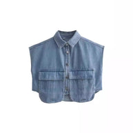 Damen ärmellose Utility-Bluse mit Taschen WW