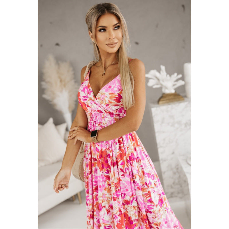 Damen Tropischer Druck Maxikleid WW