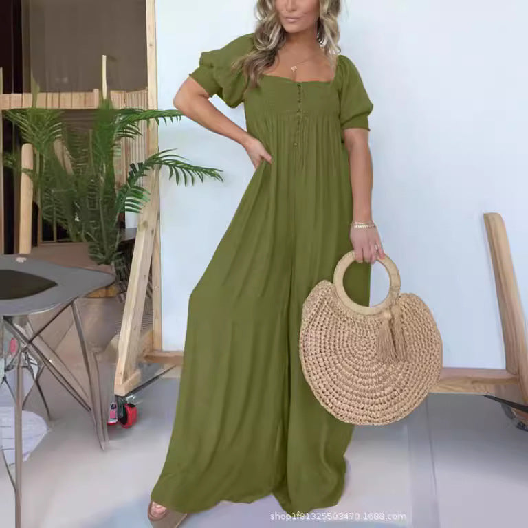 Damen Relaxed Fit Maxikleid mit Puffärmeln WW
