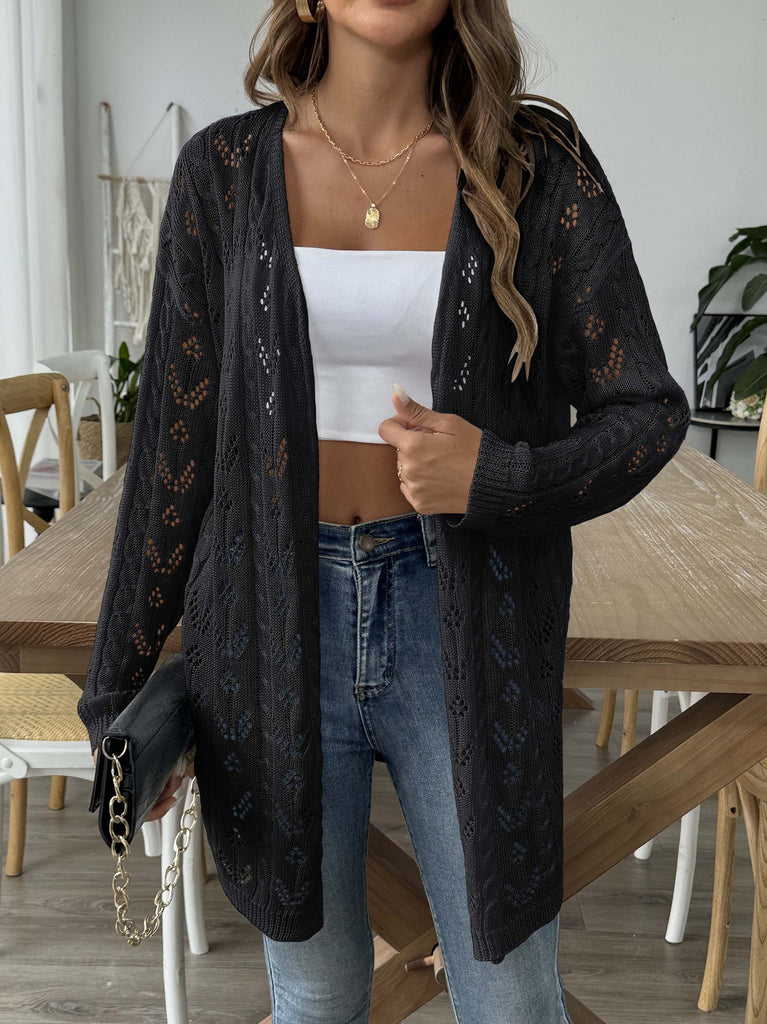 Damen Strick-Cardigan mit floralem Häkelmuster und lässigem Schnitt WW