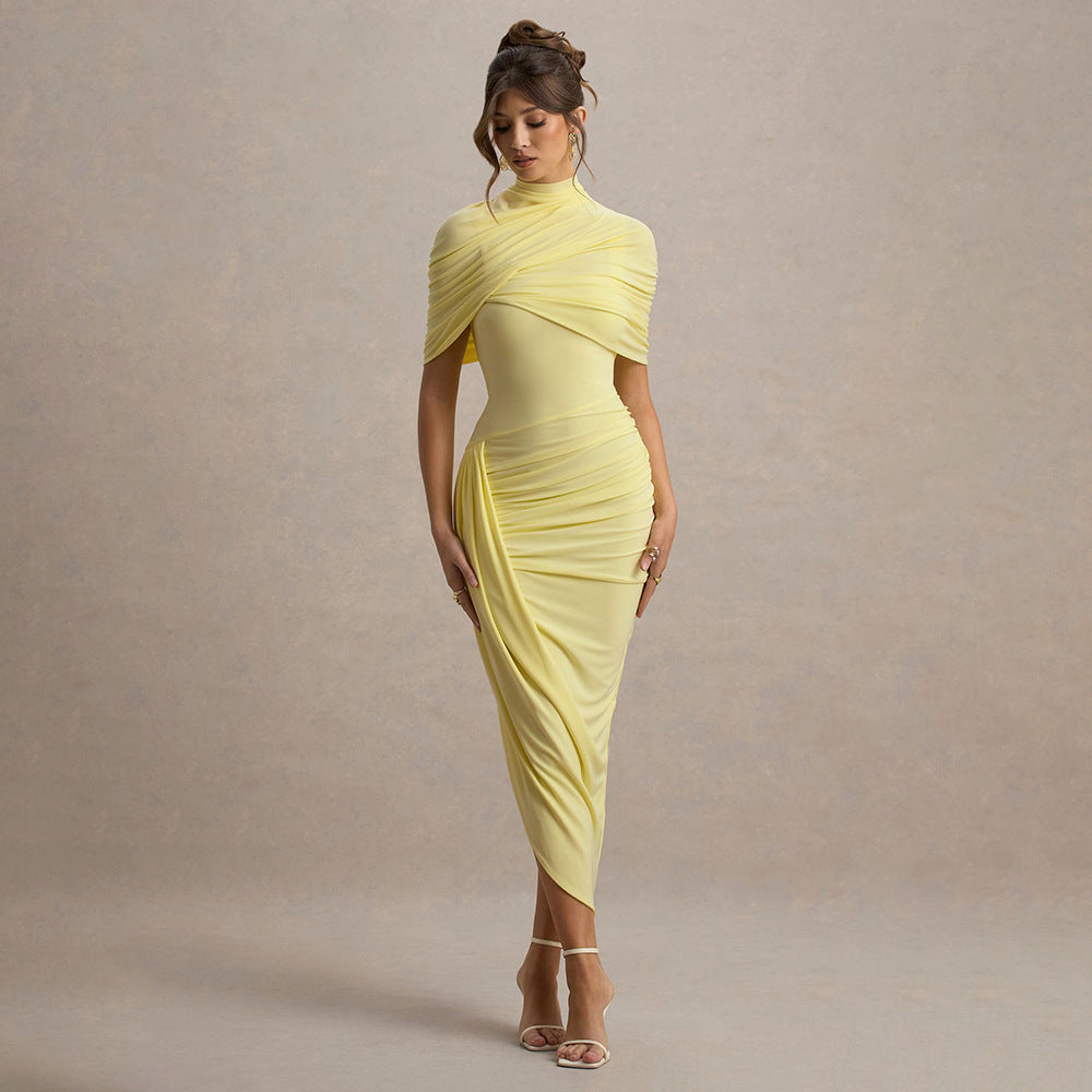 Damen elegantes, figurbetontes Rüschendes Abendkleid W&W Mode