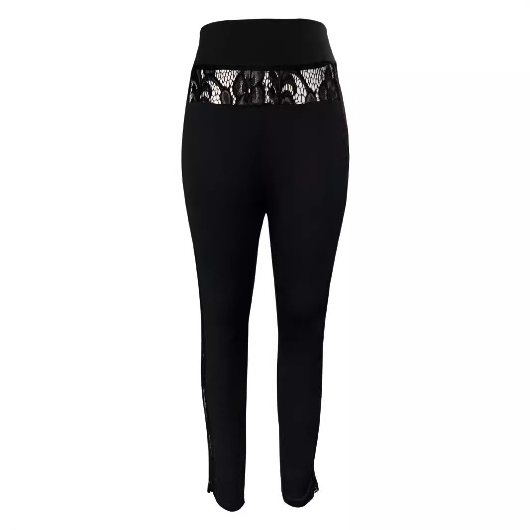 Damen sportliche Leggings mit verführerischem Spitzen-Detail WW