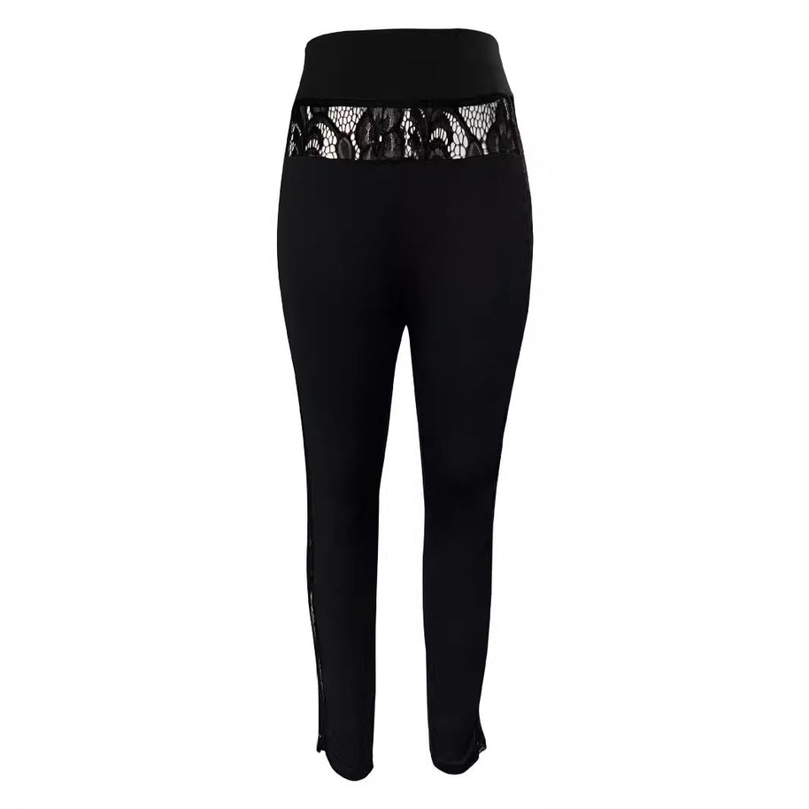 Damen sportliche Leggings mit verführerischem Spitzen-Detail WW