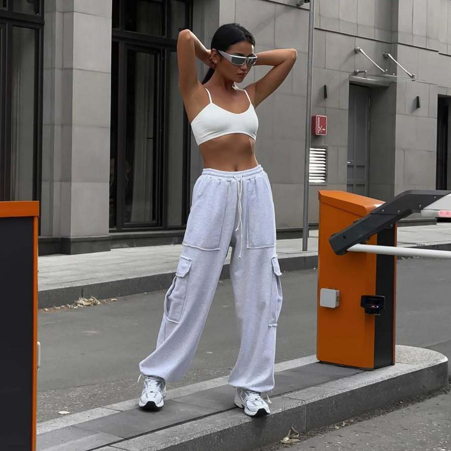 Damen Cargo-Hose mit weitem Schnitt und elastischem Bund WW