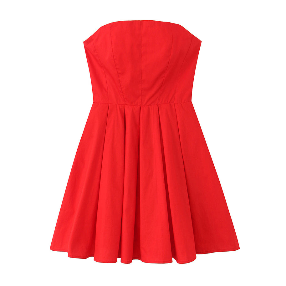 Damen Baumwoll-Wickelkleid mit schulterfreiem Design WW