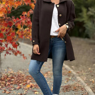 Damen gemütlicher Oversized-Mantel mit großen Taschen und Knopfdetails WW
