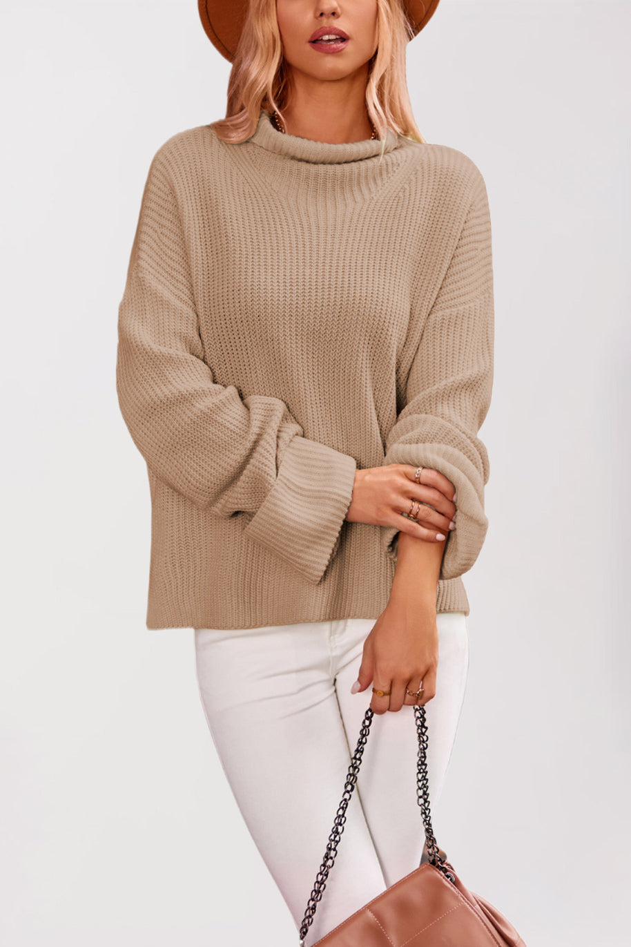 Damen Baumwoll-Pullover mit hohem Kragen WW