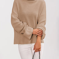 Damen Baumwoll-Pullover mit hohem Kragen WW