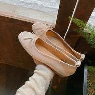 Damen Bequeme Wildleder Ballerinas mit Schleifendetail WW
