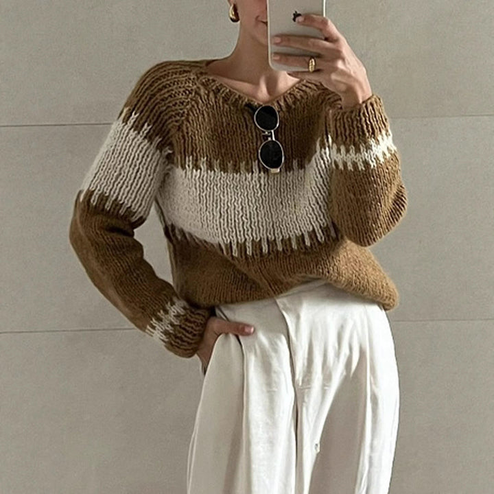 Damen gestrickter Oversized Pullover W&W Mode