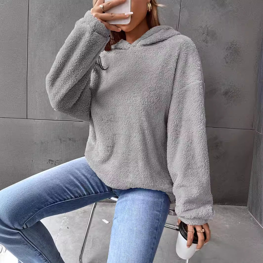 Damen Kuscheliger Hoodie mit Peter Pan Kragen WW