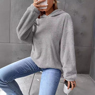 Damen Kuscheliger Hoodie mit Peter Pan Kragen WW