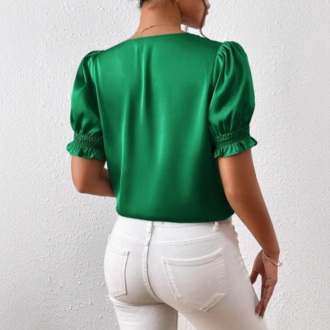 WW | Lässiges Kurzarm-Rüschenshirt