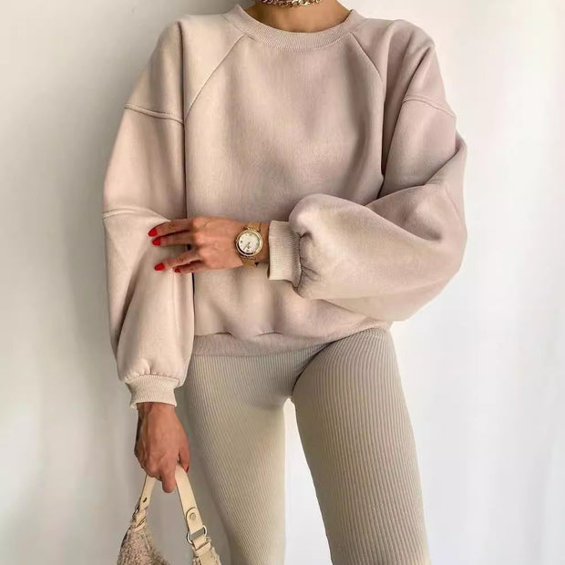 Damen Oversized Sweatshirt mit voluminösen Ärmeln WW
