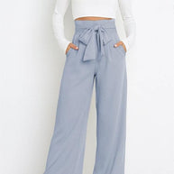 Damen elegante weite Stoffhose mit Taillengürtel WW