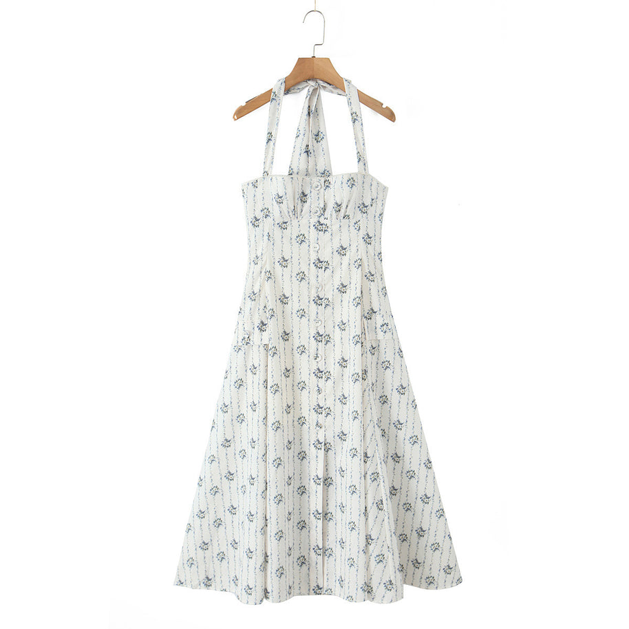 Damen A-Linien Sommerkleid mit floralem Muster WW