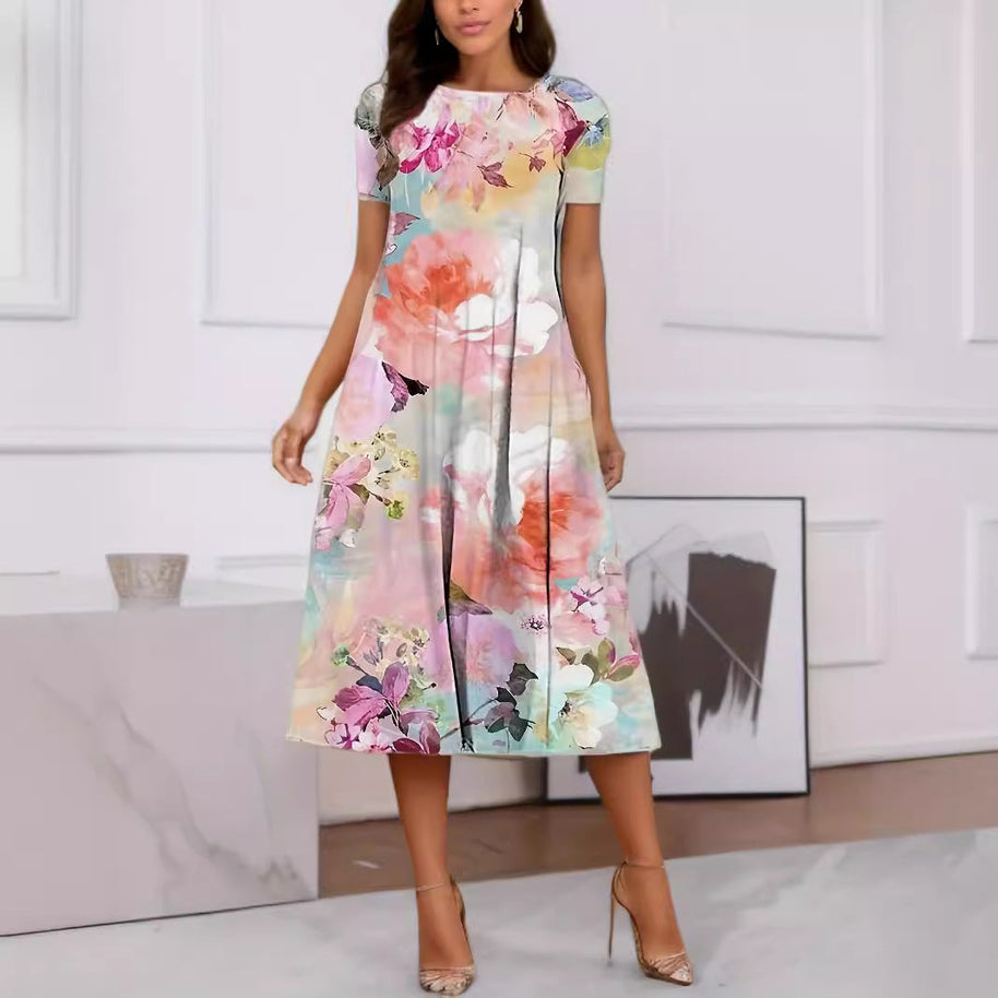 WW | Floraler Print Frühling Sommer Kurzarmkleid