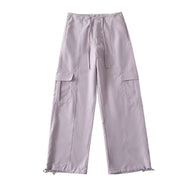 Damen bequeme Cargo-Hose mit verstellbarem Bund und funktionellen Taschen WW