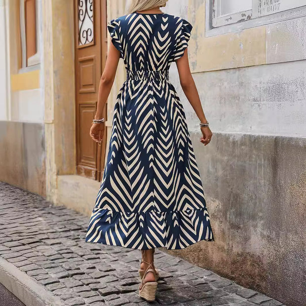 Damen Maxikleid mit elegantem Wickelausschnitt und modischem Schlitz WW