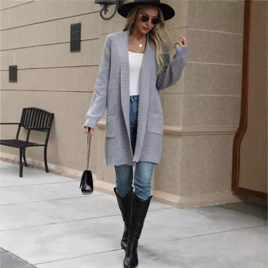 Damen Strickjacke mit offener Vorderseite und lässigem Schnitt WW