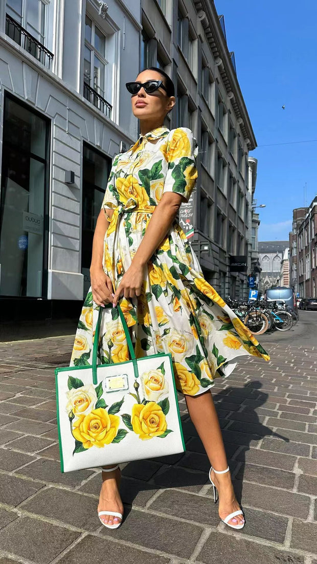 WW | Sommer Off-Shoulder Bedrucktes Kleid Set