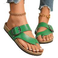 Damen Verstellbare Schnalle Zehentrenner Sandalen mit Korkfußbett WW