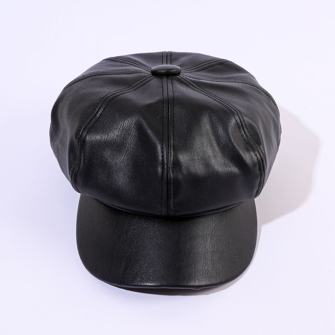 Damen Leder-Baker Boy Cap mit klassischem Design W&W Mode