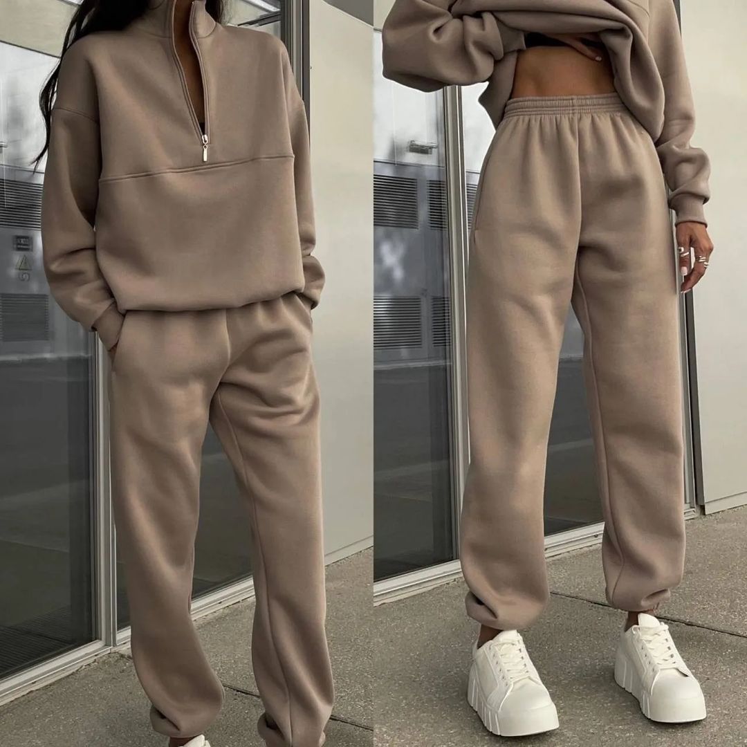 Damen entspannter Oversized Pullover mit halbem Reißverschluss und bequemen Bündchen WW