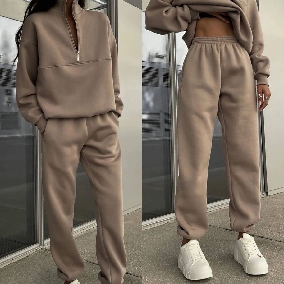 Damen entspannter Oversized Pullover mit halbem Reißverschluss und bequemen Bündchen WW