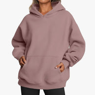 Damen oversized Kapuzenpullover aus weichem Baumwollmix mit praktischen Taschen WW
