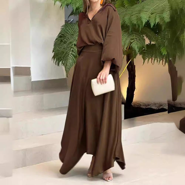 Damen Maxikleid mit weitem Schnitt und eleganten Ärmeln WW