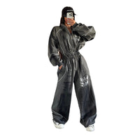 Damen Sportlicher Jumpsuit mit weiten Beinen und elastischem Bund WW