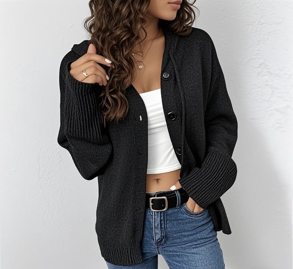 Damen Strickjacke mit attraktiven Struktur-Details und Knopfverschluss WW