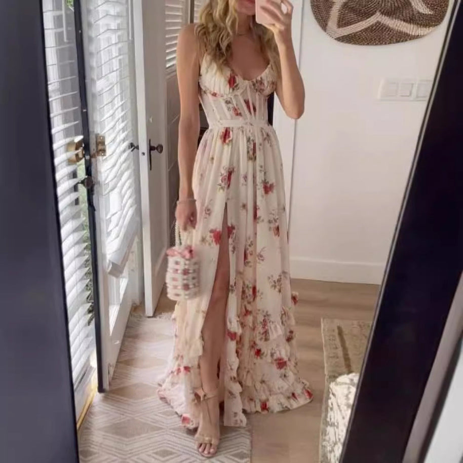 WW | Bedrucktes Strandurlaub Langrock Kleid