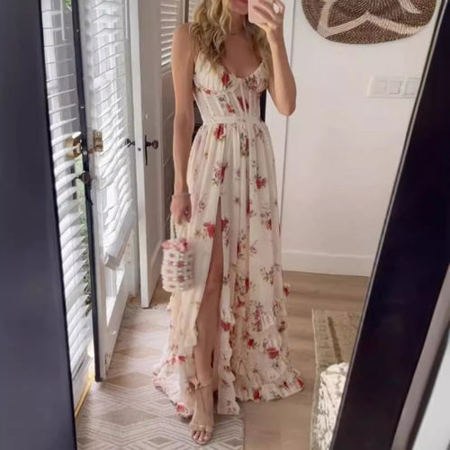WW | Bedrucktes Strandurlaub Langrock Kleid