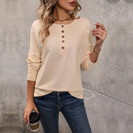 Damen Langarmshirt mit Knopfleiste WW
