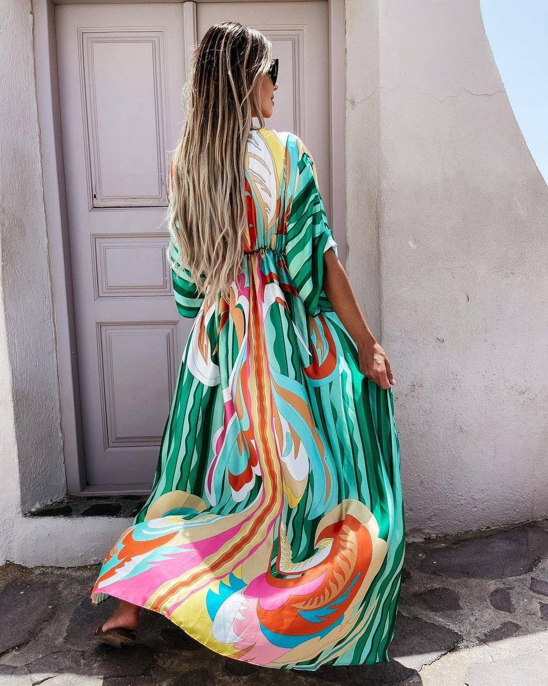 WW | Kurzarm Schwingendes Langkleid
