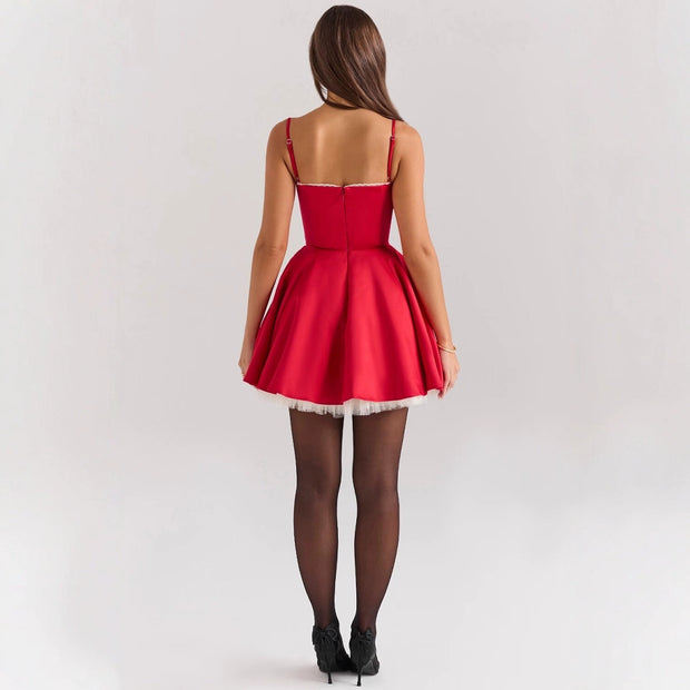 Damen romantisches Spitzenkleid mit trägerlosem Design WW