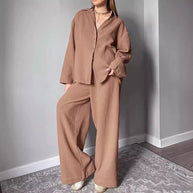 Damen Relaxed Fit Strukturierter Koordinierter Satz WW