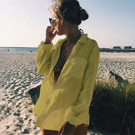 Damen Strandbluse aus leichtem Baumwollmix mit feinen Knopfdetails WW