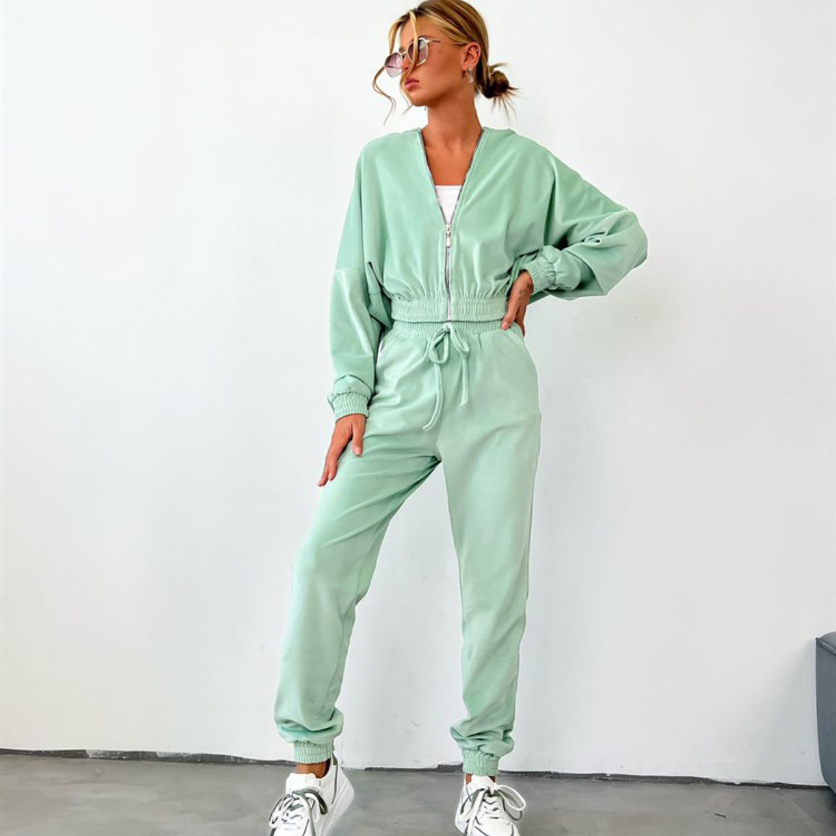 Damen Sportliches Fleece-Kapuzen-Lounge-Set WW